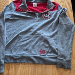 Victoria Secret Pink Wisconsin Badgers Sweatshirt S/P 1/4 Zip Grey /red Accents